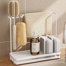 Meo 廚房清潔劑菜瓜布收納架, 1個, 白色
