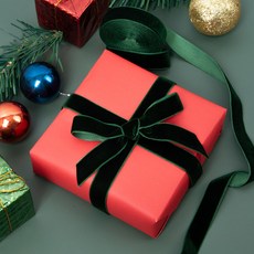 좋은기븐 크리스마스 벨벳리본, 그린, 1개, 18.3m