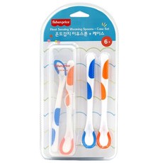 fisher-price 費雪 溫度感應嬰兒副食品湯匙 4入附收納盒, 1組, 橘色 藍色