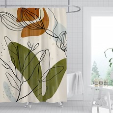 Market A 北歐圖案浴室浴簾 TYPE6 200 x 230 cm, 混合顏色, 1個