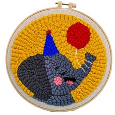 DIY 양모 자수 초보자용 21cm, 1세트, 코끼리