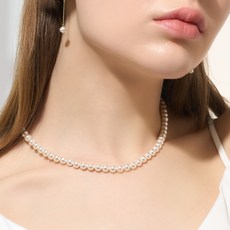 새미쥬얼리 여성용 14k 펄스 진주 목걸이 8mm + 쇼핑백