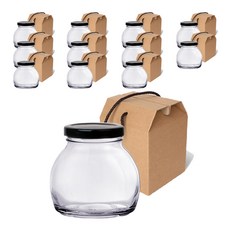 mir 黑蓋橢圓玻璃收納罐 150ml+禮物盒 S號, 12套