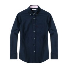 lxt 男士長袖修身牛津布鈕扣領襯衫