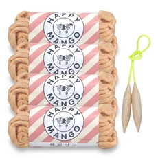 미소털실 해피망고 빅 뜨개털실 4p + 줄바늘 세트, 1세트, 04 머스터드