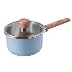 CASANI 電磁爐適用Selva系列木質單柄湯鍋+玻璃鍋蓋, 混色, 18cm