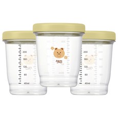 티지엠 에코젠 이유식 보관 용기 3p, 240ml, 올리브, 1세트