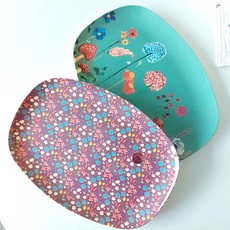 rice 設計托盤 2種組, 1組, 綠花，罌粟