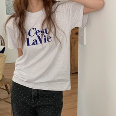 여성용 럽스 로스 레터링 프린팅 라운드넥 티셔츠