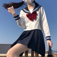 Elsso 女款二年級日本校服水手服角色扮演上衣+迷你裙套裝