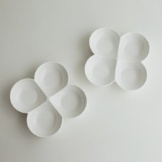 Roco Living 四葉草4格分隔盤, 白色, 2個