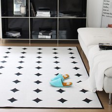 브로브로 셔닐 모던 블랙 다이아 인테리어 러그