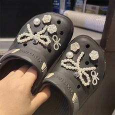 더플로우커머스 펄 리본 포인트 신발 악세서리 꾸미기 파츠 10p 세트