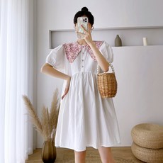 ALL NINE A-Hope孕婦小碎花領連身裙