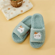 BUTTERSHOP Butter Family 森林咖啡館牛奶貓記憶棉拖鞋, 1個, MINT