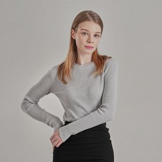 Gembling 女款修身彈力針織圓領羅紋長袖T恤