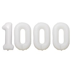 joyparty 數字 鋁箔 氣球 大 1000, 白色, 1個