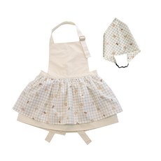 semoms 女童款 Petit 荷葉邊烘焙熊圍裙 + 頭巾組