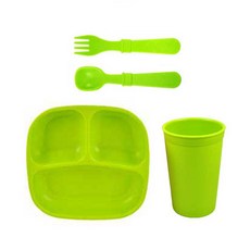 餐具組, 綠色, 餐盤+杯子+湯匙+叉子