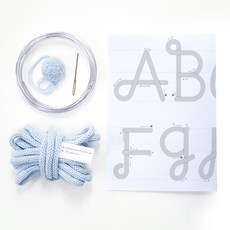 멜로우스토리 아이코드 니트 레터링 코튼 세트, 202 베이비블루, 1세트