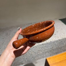 파라주니 레트로 스플래시 홈카페 감성 세라믹 디저트 핸들볼 HJ1298, 브라운 핸들볼, 1개