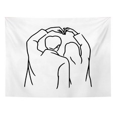 올하이 린넨 배경 현관 인테리어 패브릭포스터, 큰하트