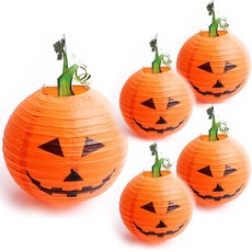 파티해 할로윈 넝쿨호박 종이등 30cm 5p, 혼합색상, 1개