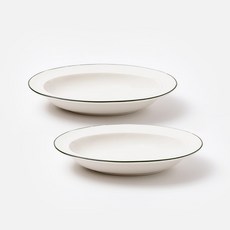 ssueim Retro line系列橢圓形餐盤, 深綠色, 2個