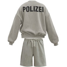 이지스튜디오 W 스트롱코튼 폴리제이 벌룬핏 맨투맨 + 오버핏 반바지 트레이닝 세트