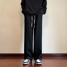 PEONIST 男性寬版抽繩鬆緊帶長褲