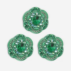 水鑽寶石鈕扣 櫻花 21mm, 3個, 綠色