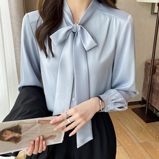 Lemon Soul Tarta 抓皺蝴蝶結襯衫