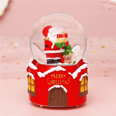 Labovia 可愛房屋聖誕老人音樂裝飾 聖誕裝飾燈光水晶球 紅色, 類型 6