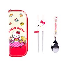 LILFANT Hello Kitty印花學習筷+湯匙+收納袋組 HK7041, 混色, 湯匙+學習筷+餐具袋