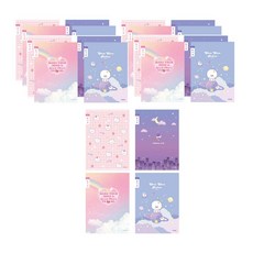 ibis 女童用國小3-6年級日記本 窄格 4款 x 5入套組 12224, 彩虹 + 숑숑朋友 + 小熊 + 夜空, 1套