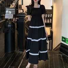 POPLARNC Liz方領洋裝 P24SMOPS032808 含大尺碼, 黑色