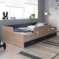 리바트 꼼므주니어 수납 침대 프레임 방문설치, 메이플네이비