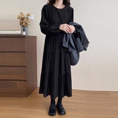 시크힐즈 페이퍼먼츠 수블린 라운드넥 롱 티어드 원피스 12048