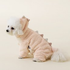 Woolly 狗狗刷毛恐龍連身衣, 1個, 蜜桃色