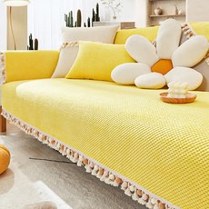 簡約毛球抱枕套, 黃色, 1個