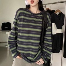 구디프 여성용 윈티 스트라이프 컬러 티셔츠