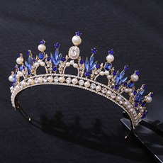 自助婚紗新娘皇冠頭飾髮飾 ncw647, 藍色, 1個