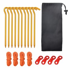 도토로 캠핑조이 단조팩 + 로프 + 스토퍼 세트 오렌지, 1세트