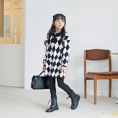 jkids 女童Lune棋盤格長版針織衫 J6941