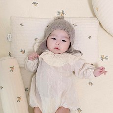 Malolotte 兒童用絎縫刺繡午睡枕 含枕芯, 新鮮橄欖