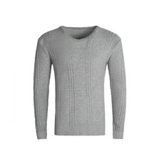 男款 AOULS 運動風格紋寬鬆圓領針織衫 M946