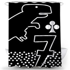 Card Black 恐龍浴簾 165 x 180 cm, 黑色, 1個, 黑色系