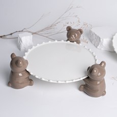 小熊蛋糕架底座 水滴2號 + 小熊3入組, 1套, 棕色