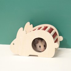 Yoreungae 小動物快樂寵物木製躲藏屋 兔子, 1個, 配色