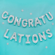 PartyPang CONGRATULATIONS 銀箔氣球組, 銀色, 3套